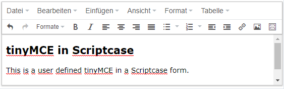 tinyMCE in Scriptcase einbinden mit eigenen Parametern